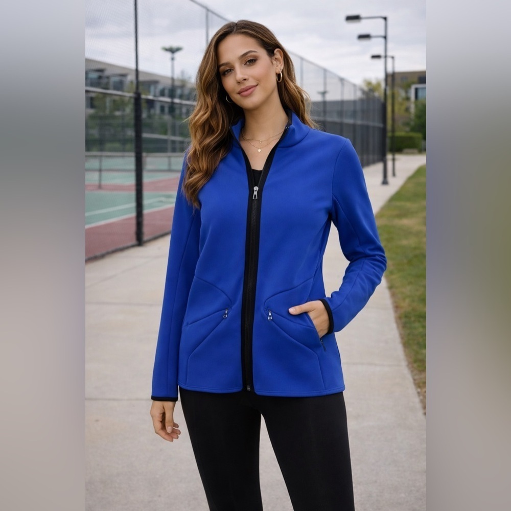 RLX Ralph Lauren Neoprene Scuba Cobalt Blue Sporty Full Zip Jacket L